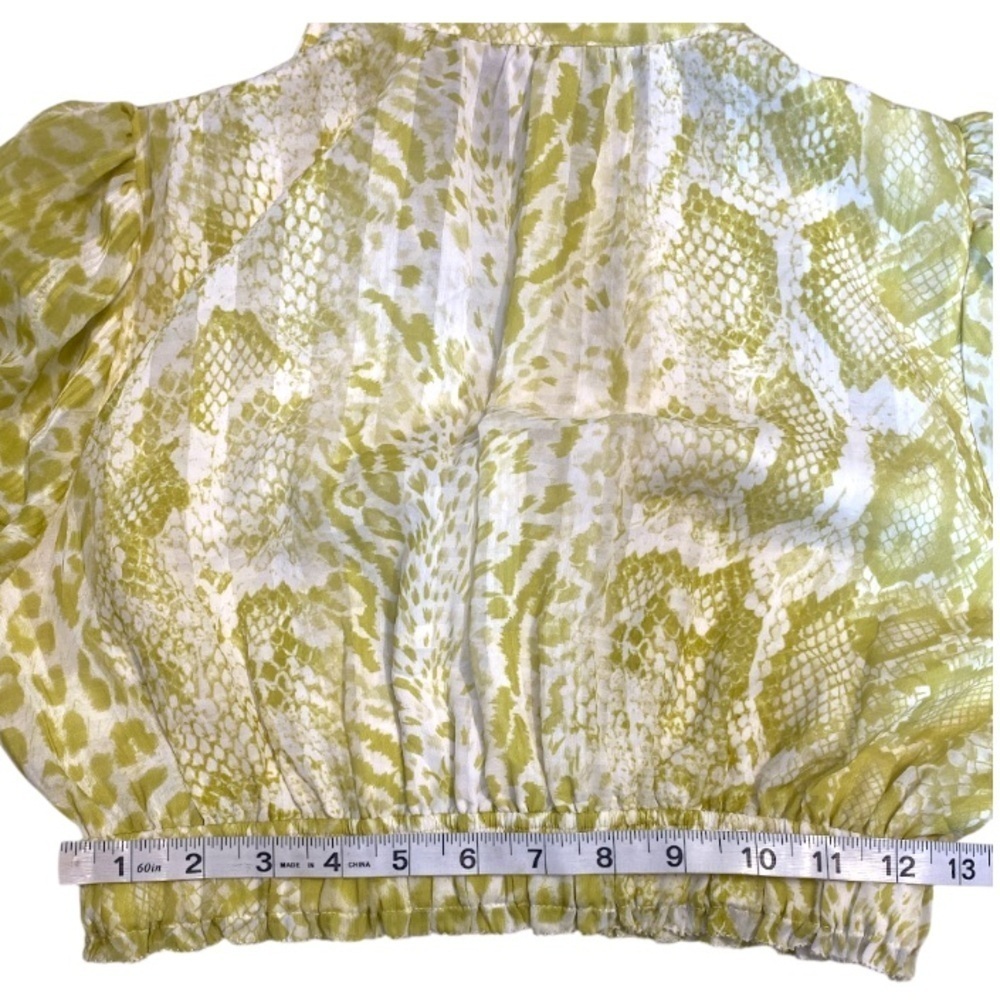 All Saints Clara Noche Snake Print Top Size 4 NWT Lime Green Cropped - Picture 13 of 17